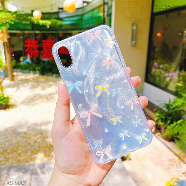 ** Ốp IP Xs Max dẻo đệm vân ánh sóng nhiều nơ màu