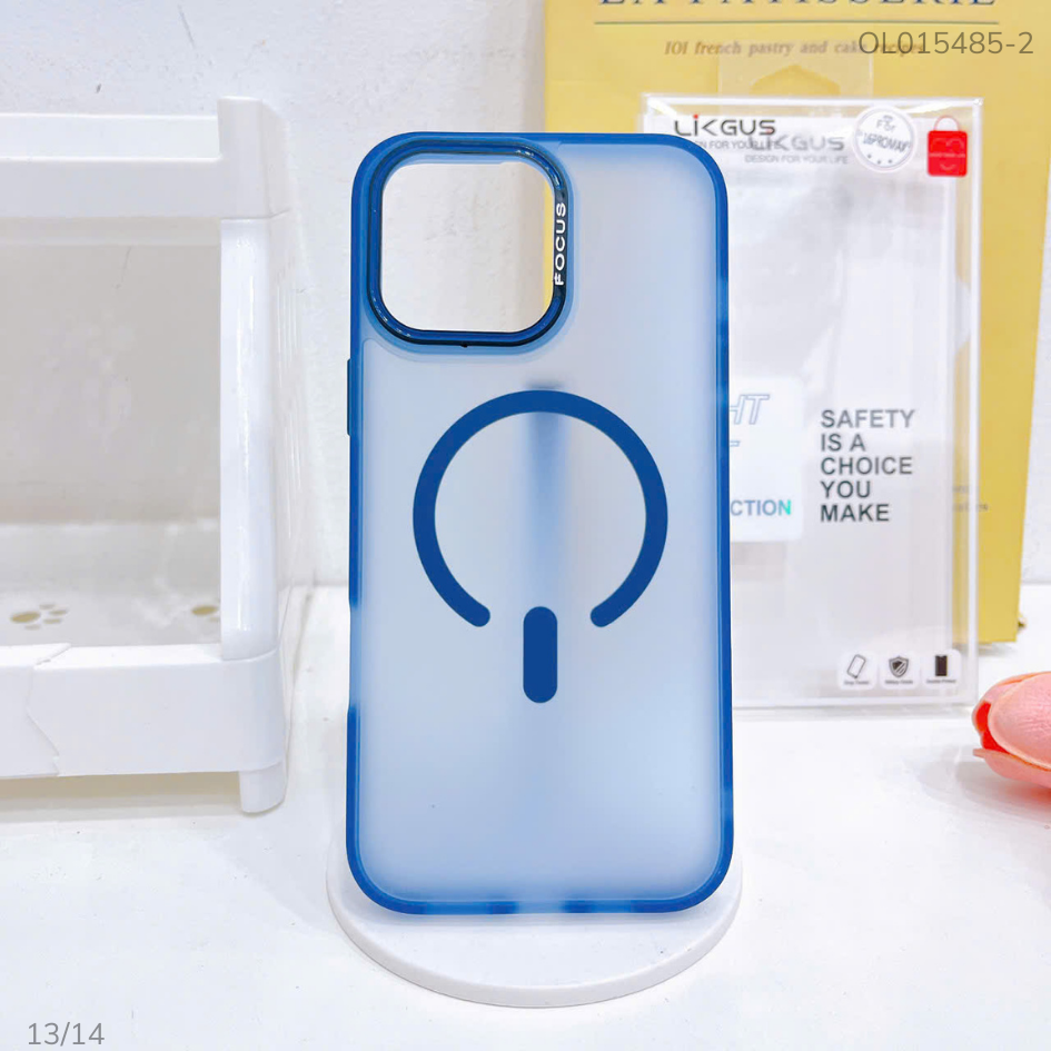 ** Ốp iPhone 13/14 Likgus lưng nhám Magsafe viền camera Focus