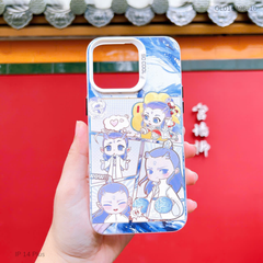 Ốp IP 13 Pro Max nhám bạc in hình
