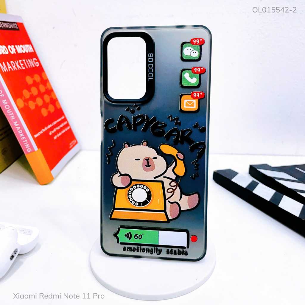 Ốp Xiaomi Redmi Note 11 Pro nhám bạc in hình