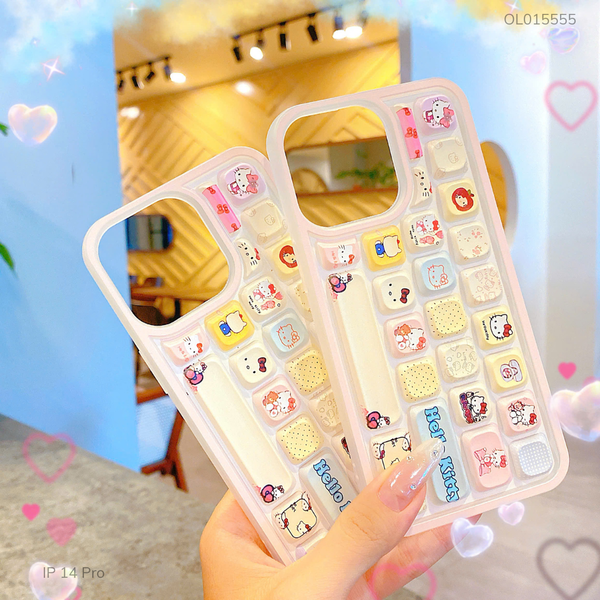 Ốp IP 14 Pro dẻo bàn phím Kitty