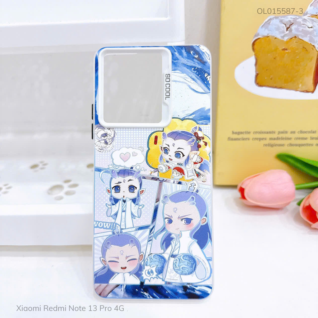 Ốp Xiaomi Redmi Note 13 Pro 4G nhám bạc in hình