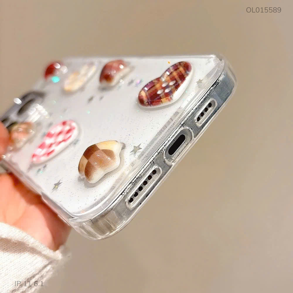 Ốp IP 11 6.1 lưng cứng trong nhũ đính 4 sao 3 tim