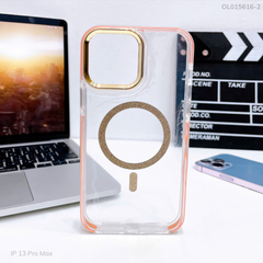 ** Ốp IP 13 Pro Max Likgus lưng trong Magsafe viền kim tuyến màu