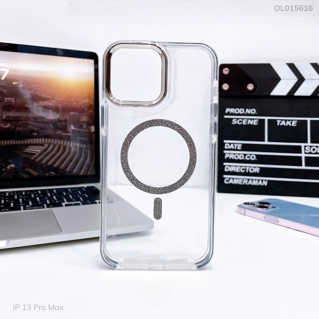 ** Ốp IP 13 Pro Max Likgus lưng trong Magsafe viền kim tuyến màu