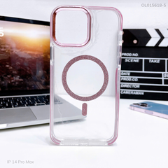 ** Ốp IP 14 Pro Max Likgus lưng trong Magsafe viền kim tuyến màu