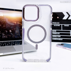 ** Ốp IP 16 Pro Max Likgus lưng trong Magsafe viền kim tuyến màu