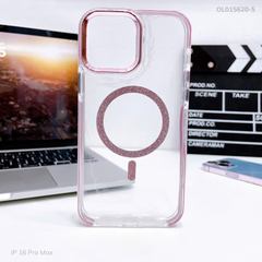 ** Ốp IP 16 Pro Max Likgus lưng trong Magsafe viền kim tuyến màu
