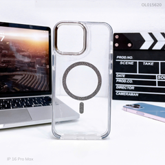 ** Ốp IP 16 Pro Max Likgus lưng trong Magsafe viền kim tuyến màu