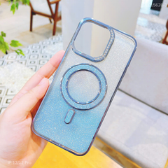 ** Ốp IP 12/12 Pro Likgus dẻo Magsafe đệm kim tuyến camera đính hạt