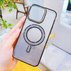 ** Ốp IP 13 Pro Max Likgus dẻo Magsafe đệm kim tuyến camera đính hạt