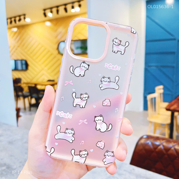 Ốp IP 14 Plus lưng nhám viền 2 lớp nhiều hình