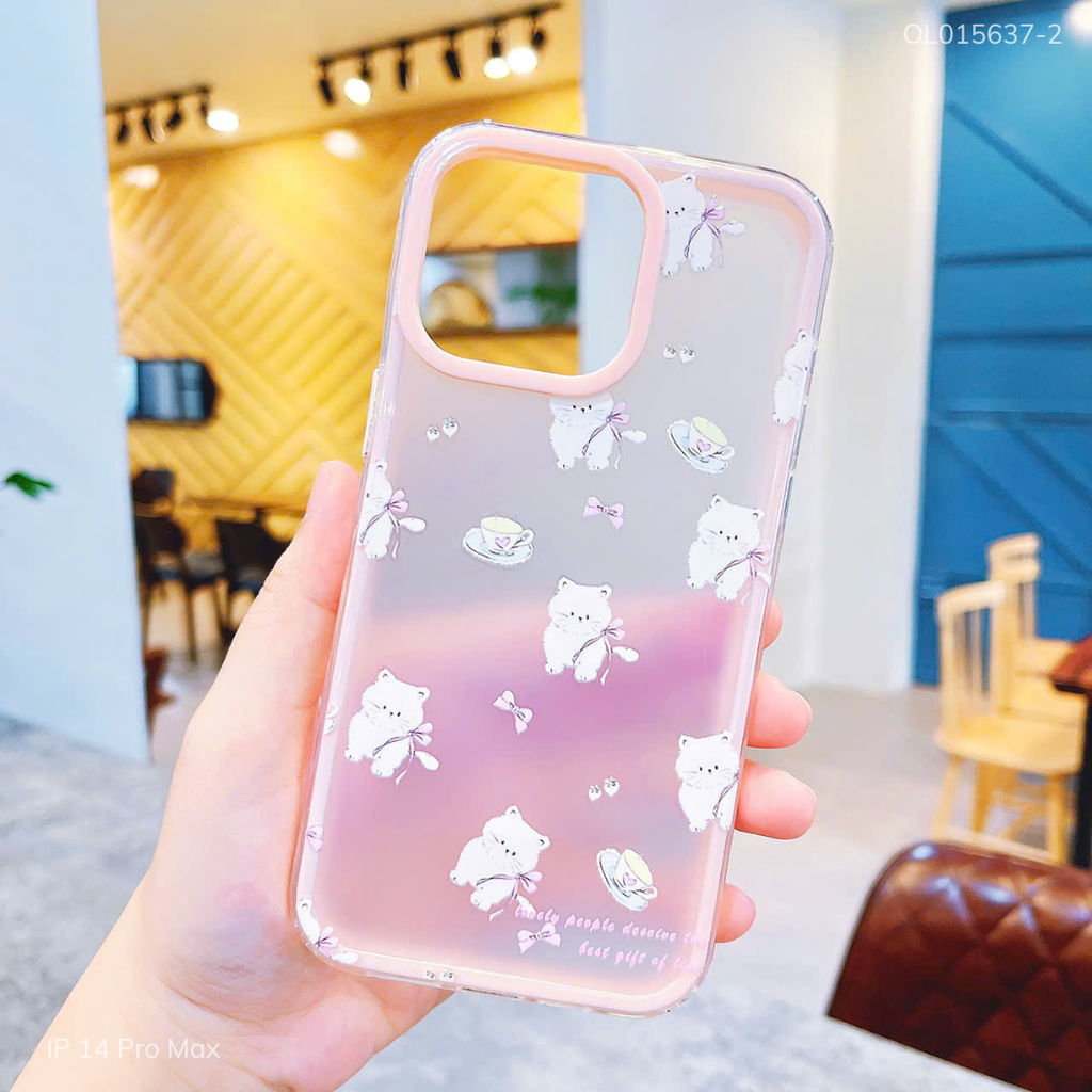 Ốp IP 14 Pro Max lưng nhám viền 2 lớp nhiều hình