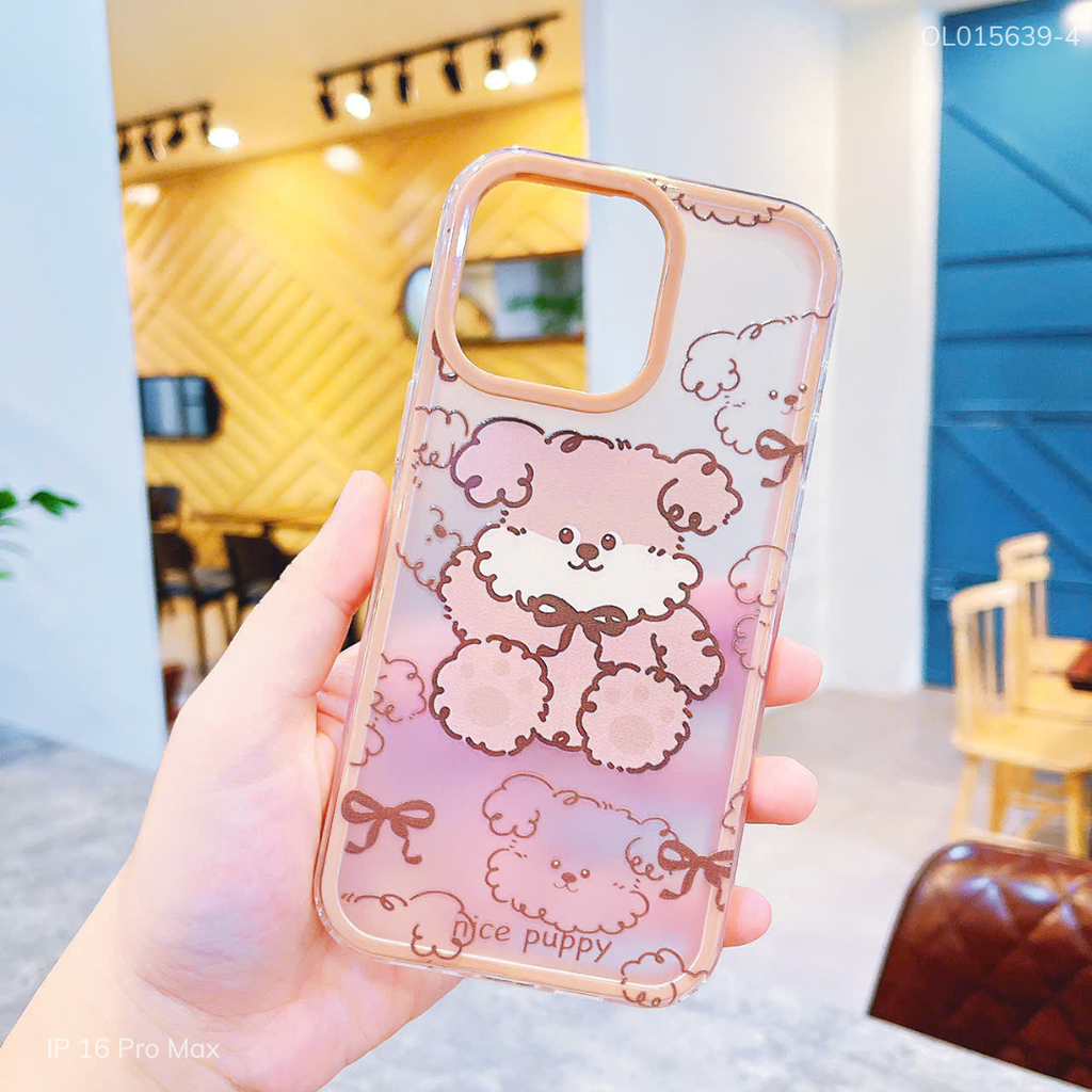 Ốp IP 16 Pro Max lưng nhám viền 2 lớp nhiều hình