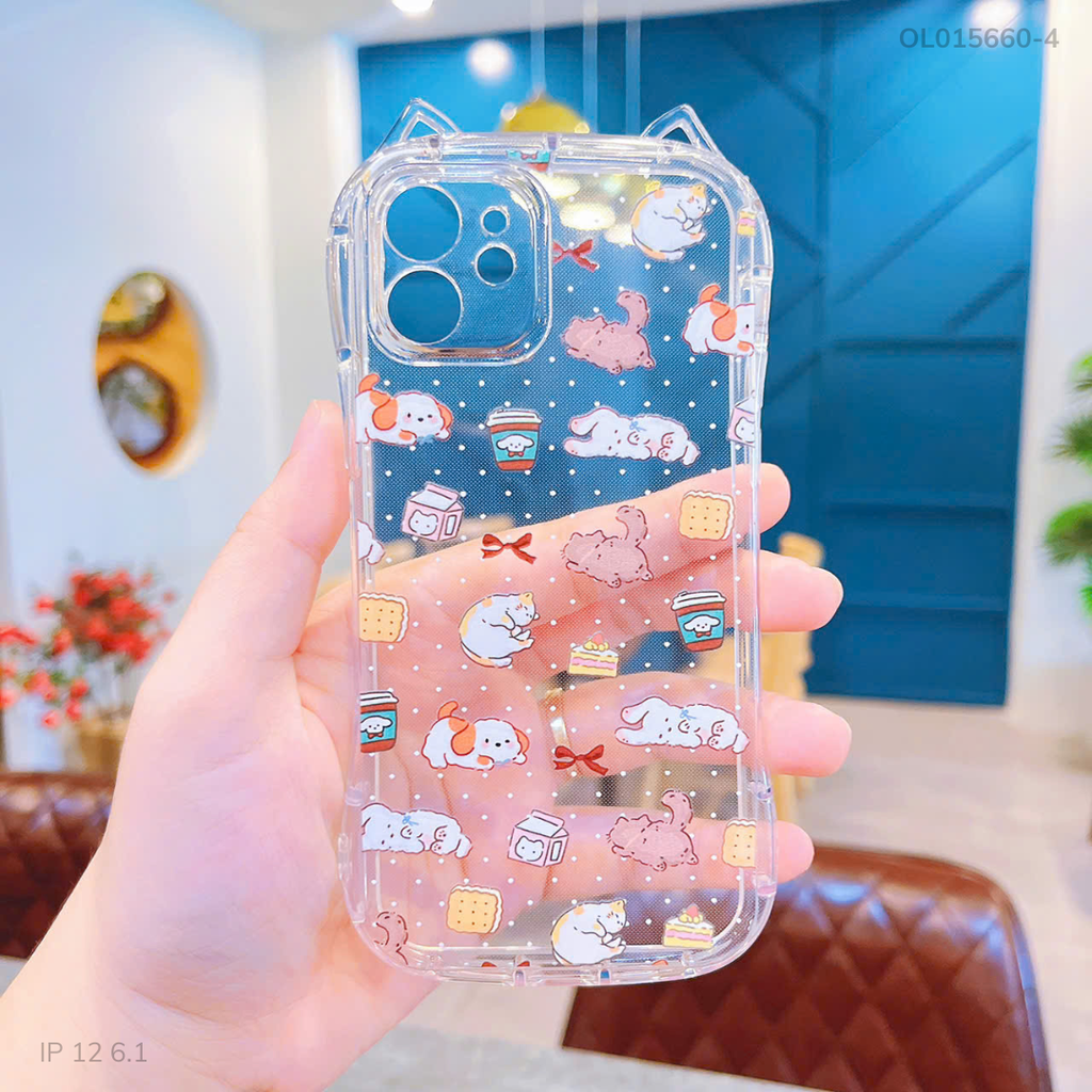 ** Ốp iPhone 12 6.1 dẻo tai mèo nhiều hình