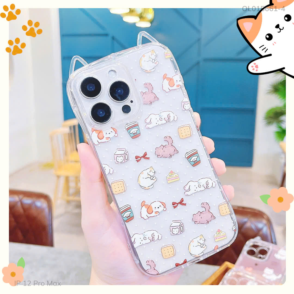 ** Ốp IP 12 Pro Max dẻo tai mèo nhiều hình