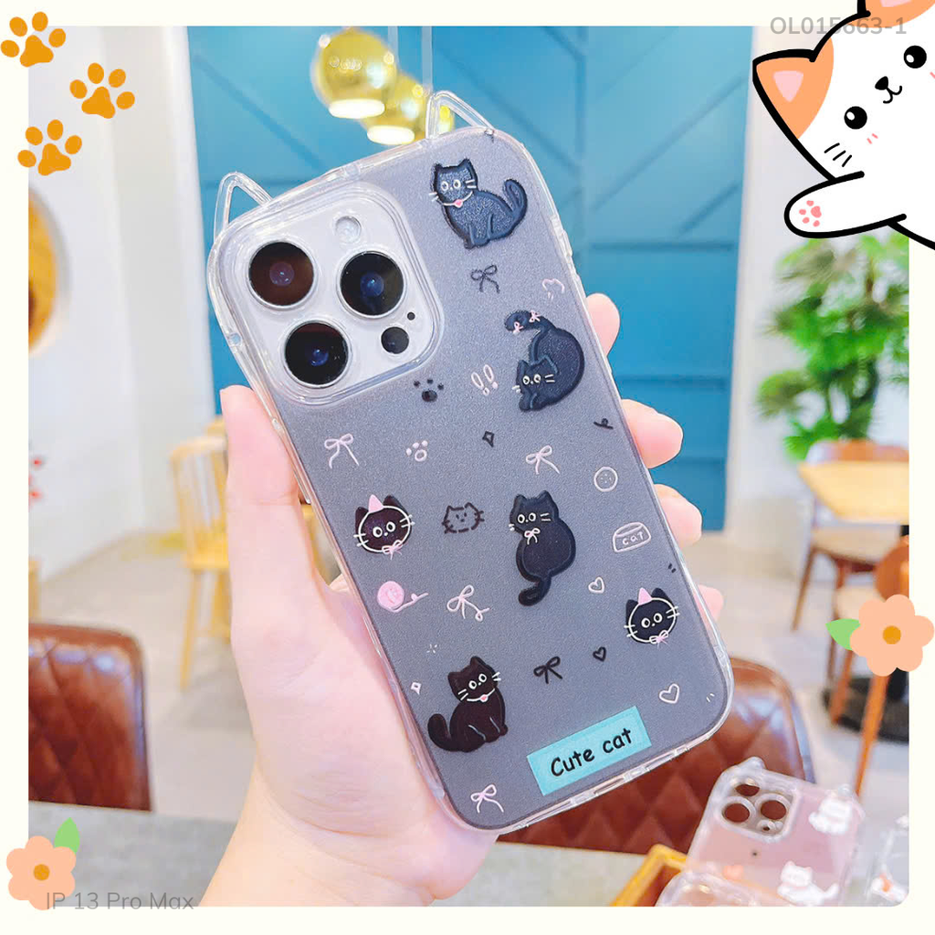 ** Ốp IP 13 Pro Max dẻo tai mèo nhiều hình