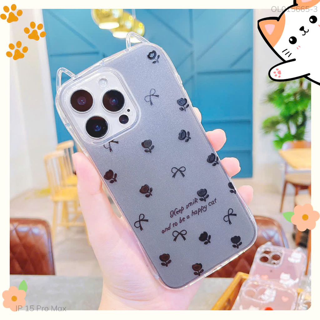 ** Ốp IP 15 Pro Max dẻo tai mèo nhiều hình