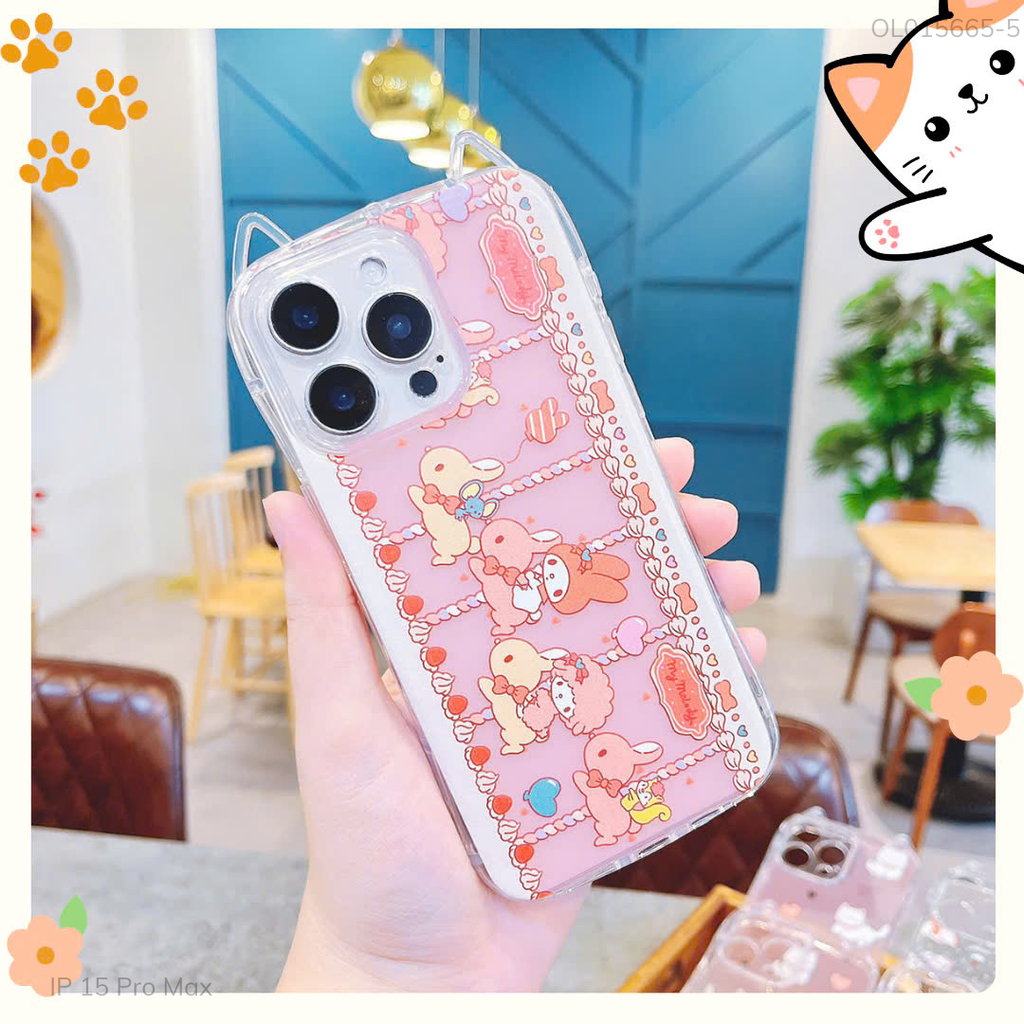 ** Ốp IP 15 Pro Max dẻo tai mèo nhiều hình