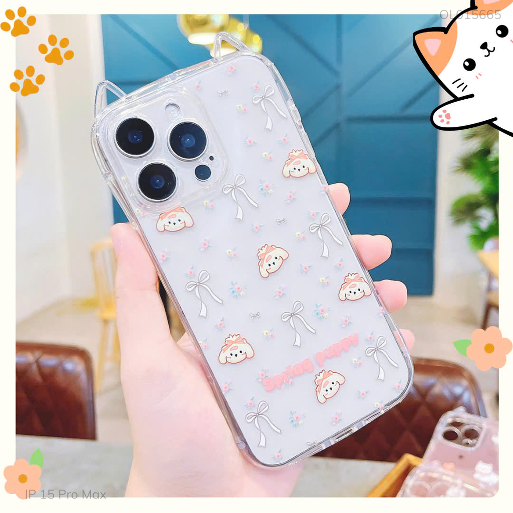 ** Ốp IP 15 Pro Max dẻo tai mèo nhiều hình