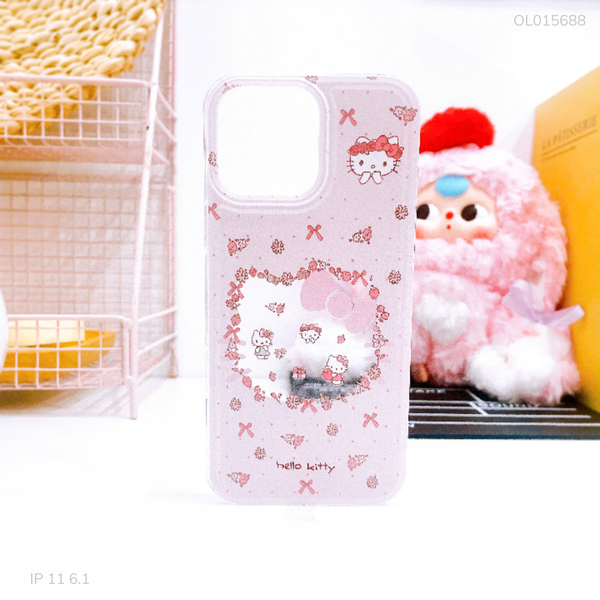 Ốp IP 11 6.1 dẻo mặt kitty trong nền hồng