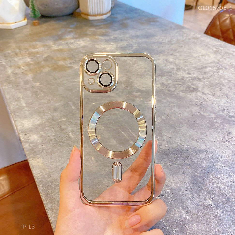 Ốp iPhone 13 6.1 dẻo trong viền xi camera khoét táo