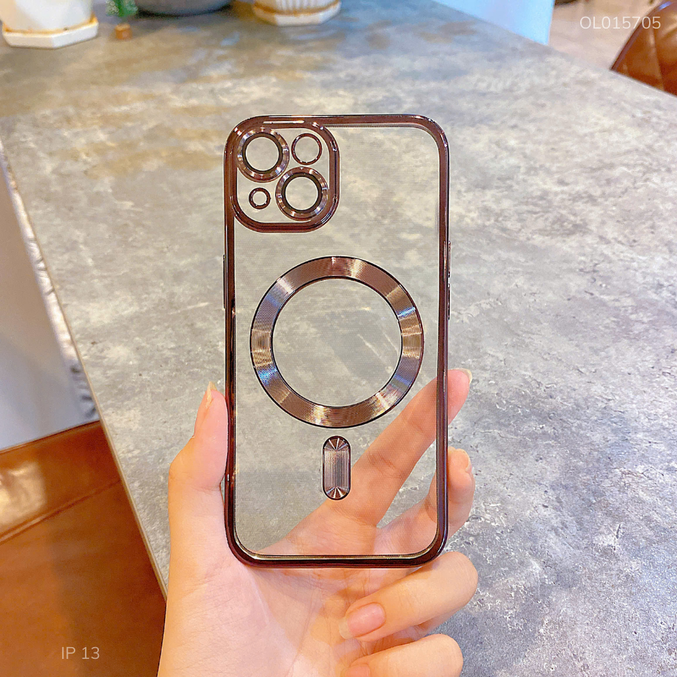 Ốp iPhone 13 6.1 dẻo trong viền xi camera khoét táo