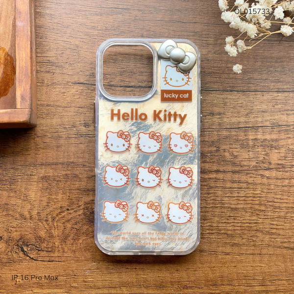 Ốp IP 16 Pro Max vân đá ánh kim 9 mặt kitty
