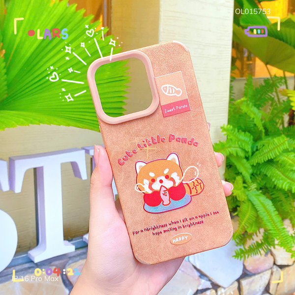 Ốp IP 16 Pro Max vân giả da Little Panda