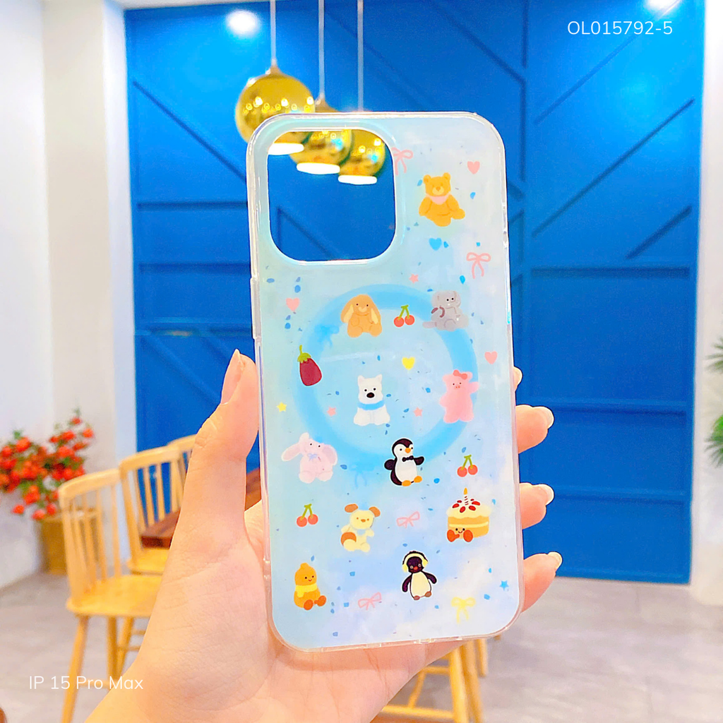 ** Ốp Ip 15 Pro Max lưng cứng magsafe in hình