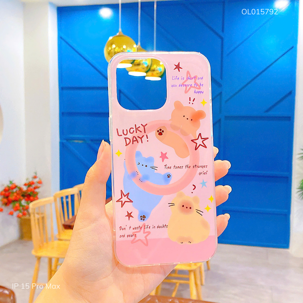 ** Ốp Ip 15 Pro Max lưng cứng magsafe in hình