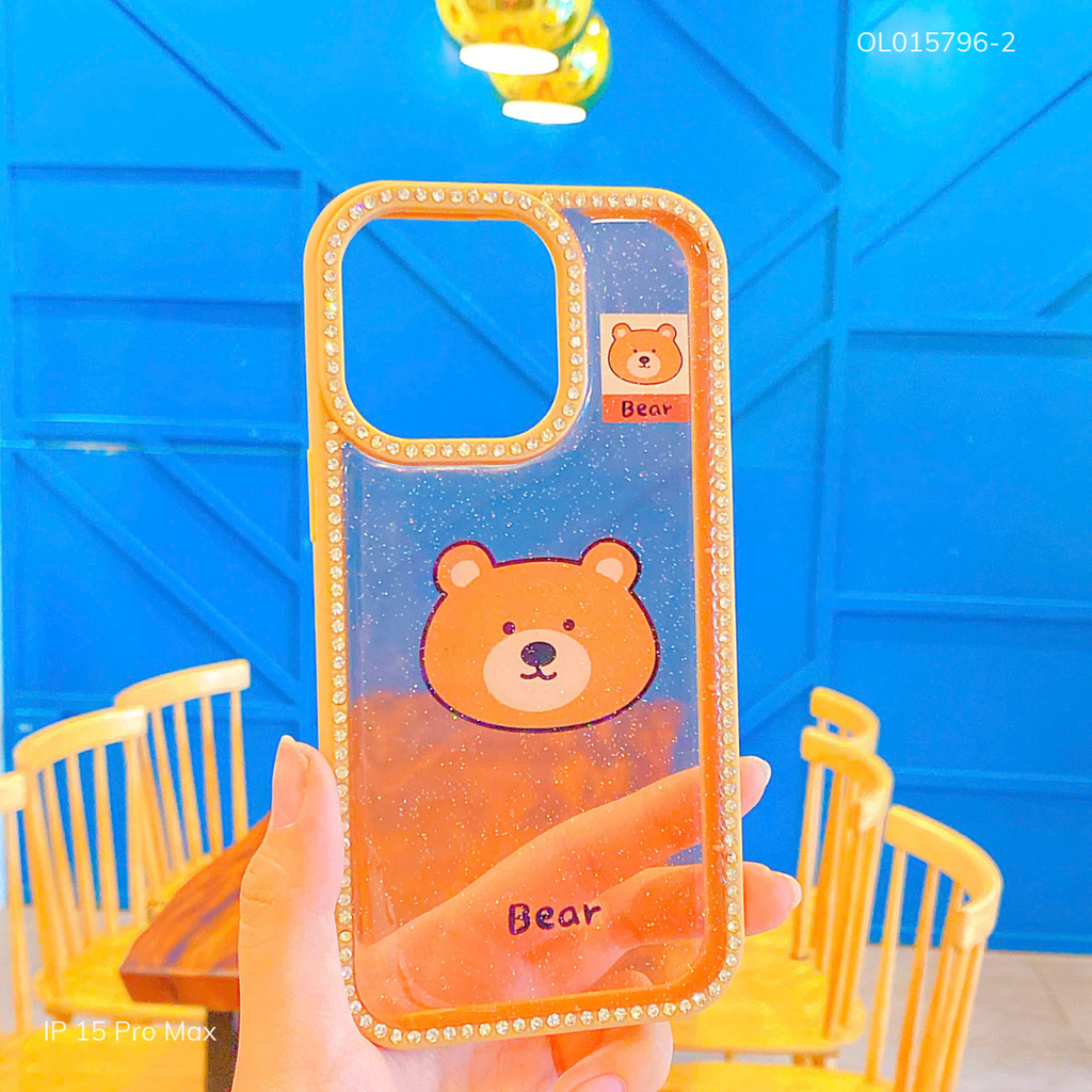 ** Ốp iPhone 15 Pro Max lưng kim tuyến viền đính hạt