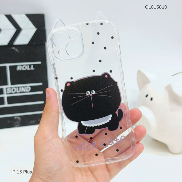 Ốp IP 15 Plus dẻo tai mèo Nice Cat