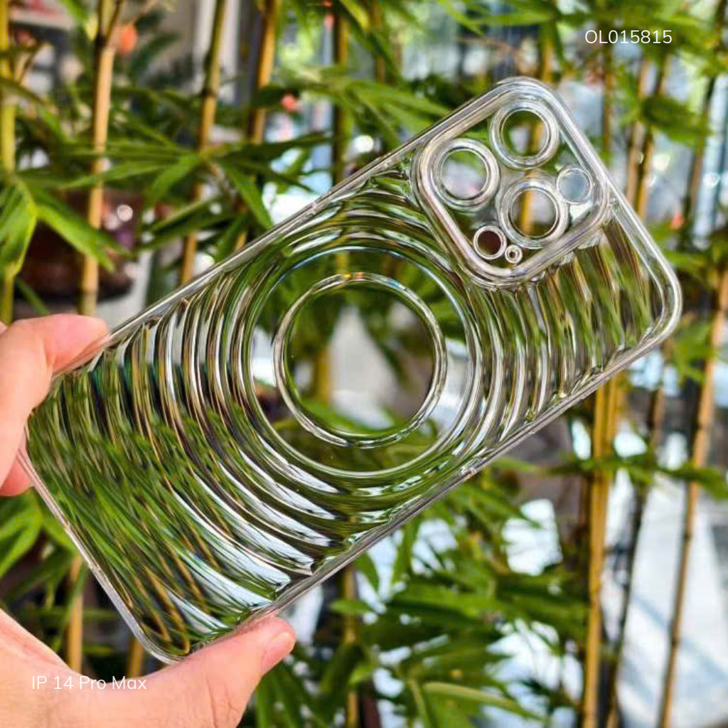 ** Ốp IP 14 Pro Max Memumi trong cứng vân sóng tròn 3D