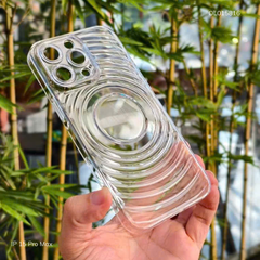 ** Ốp IP 15 Pro Max Memumi trong cứng vân sóng tròn 3D