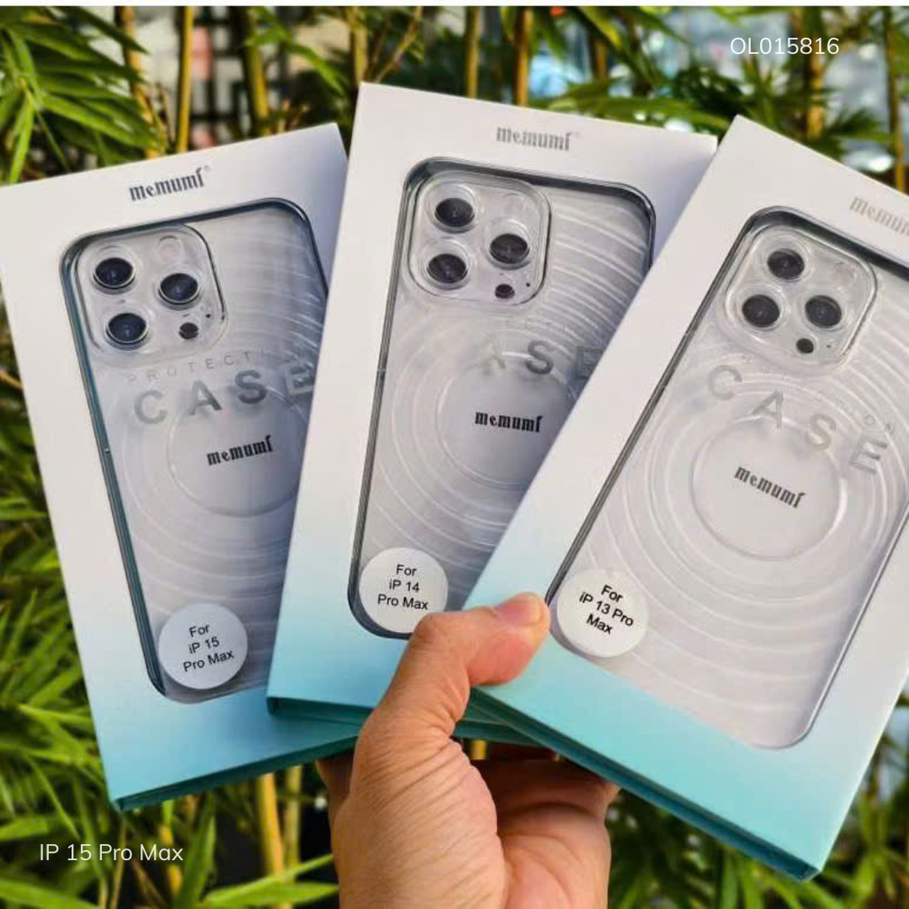 ** Ốp IP 15 Pro Max Memumi trong cứng vân sóng tròn 3D