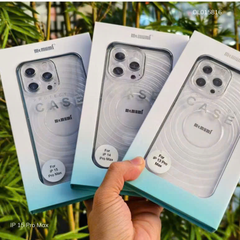 ** Ốp IP 15 Pro Max Memumi trong cứng vân sóng tròn 3D