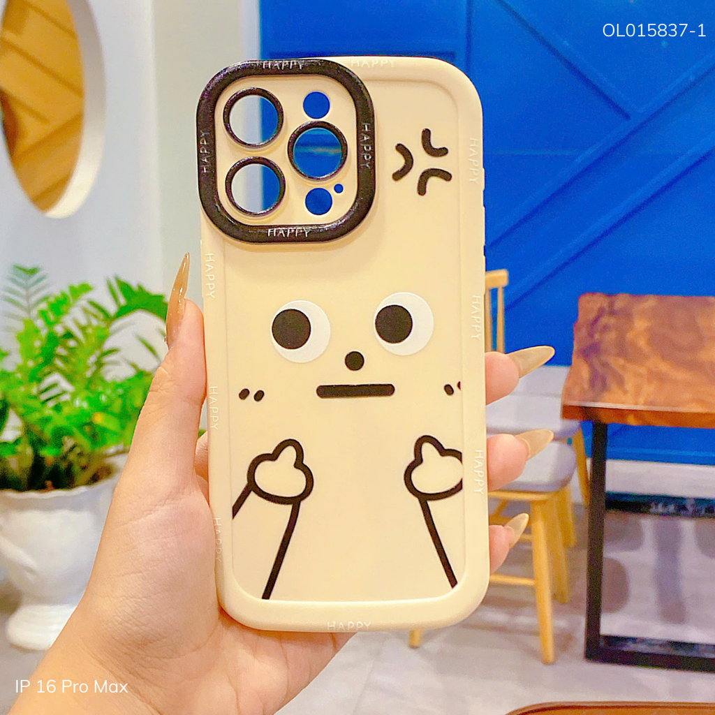 Ốp IP 16 Pro Max dẻo hình vui nhộn viền happy