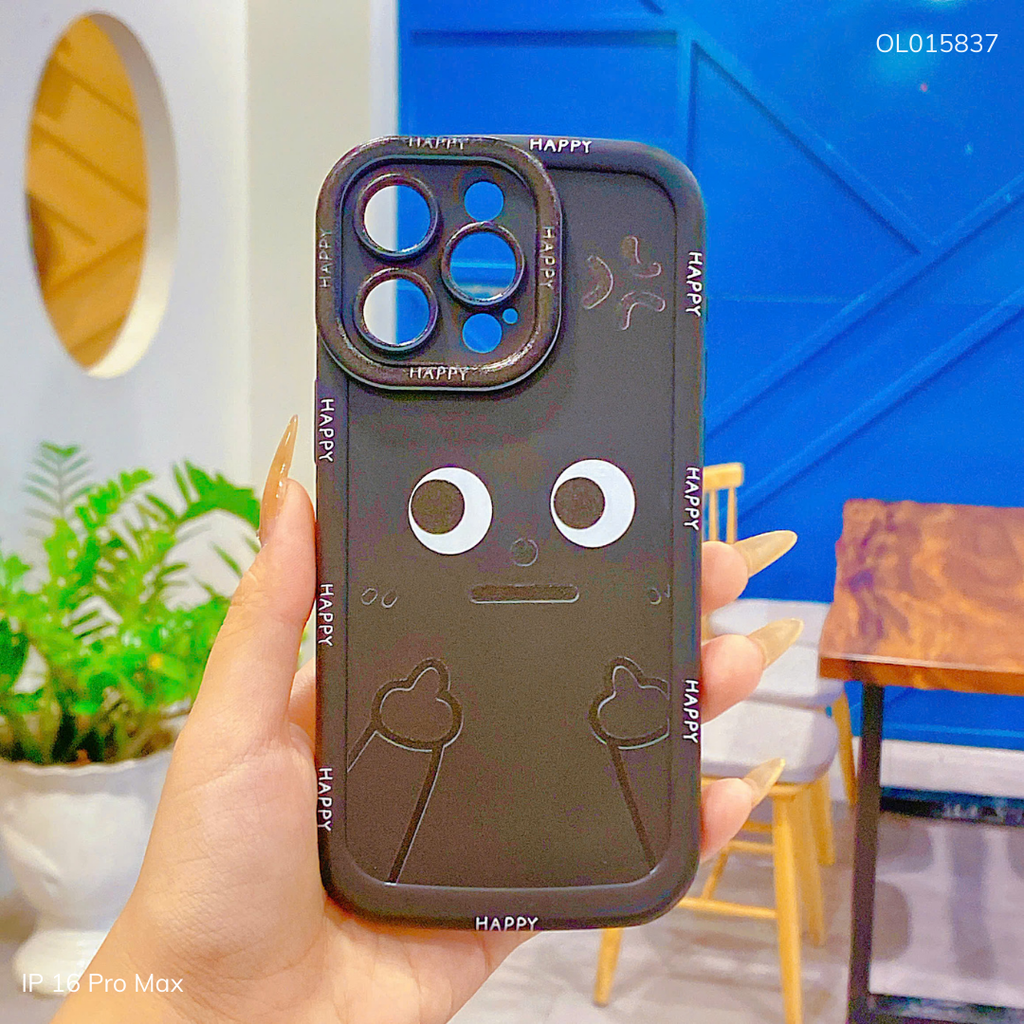 Ốp IP 16 Pro Max dẻo hình vui nhộn viền happy