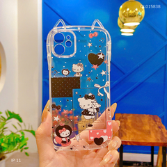 Ốp IP 11 6.1 dẻo tai mèo Hello Kitty tim đen