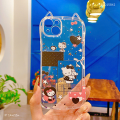 Ốp IP 14 Plus/15 Plus dẻo tai mèo Hello Kitty tim đen