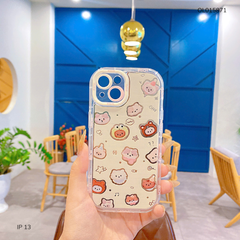 Ốp IP 13 6.1 lưng cứng nhiều thú viền rich