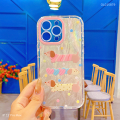 Ốp IP 12 Pro Max vân ánh sóng 3 cún lạp xưởng