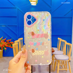 Ốp IP 16 Plus vân ánh sóng 3 cún lạp xưởng