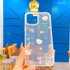 Ốp IP 14 Pro Max dẻo trong đệm tim 3D in gấu Bear Day