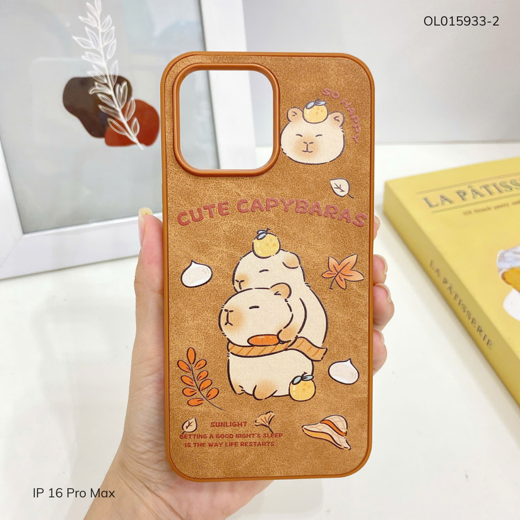 Ốp IP 16 Pro Max vân giả da nhiều hình