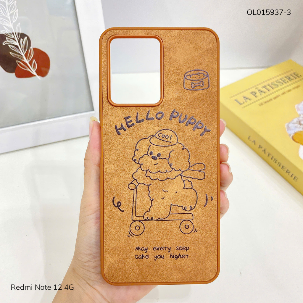 Ốp Xiaomi Redmi Note 12 4G vân giả da nhiều hình
