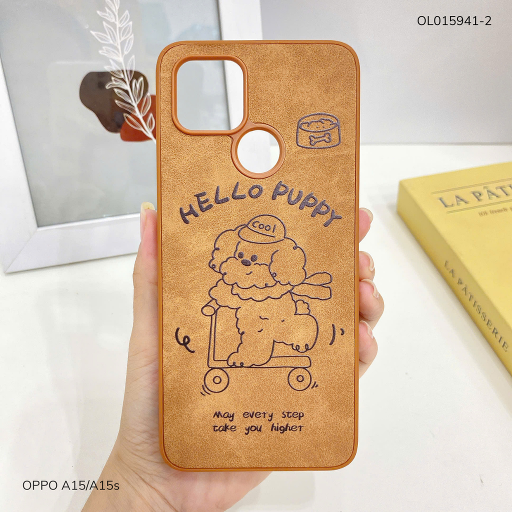 Ốp Oppo A15/A15s vân giả da nhiều hình