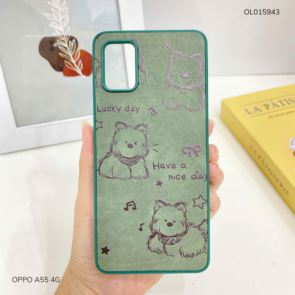 Ốp Oppo A55 4G vân giả da nhiều hình