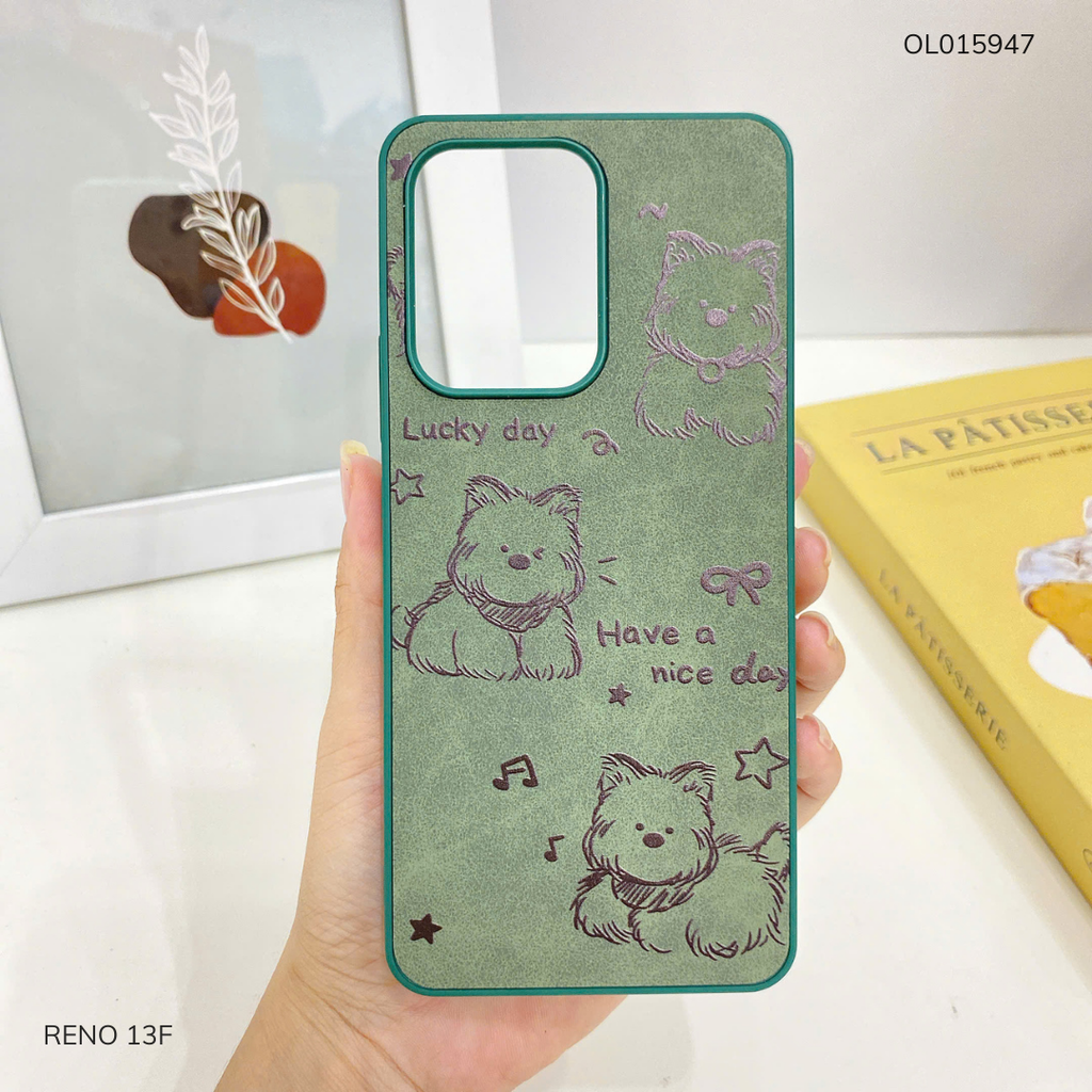 Ốp Reno 13F vân giả da nhiều hình